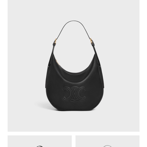 CELINE HELOISE BAG CUIR TRIOMPHE IN SUPPLE CALFSKIN BLACK HOBO MEDIUM - Picture 2 of 12